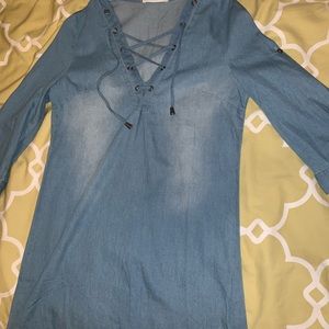 Denim Lace-Up Dress
